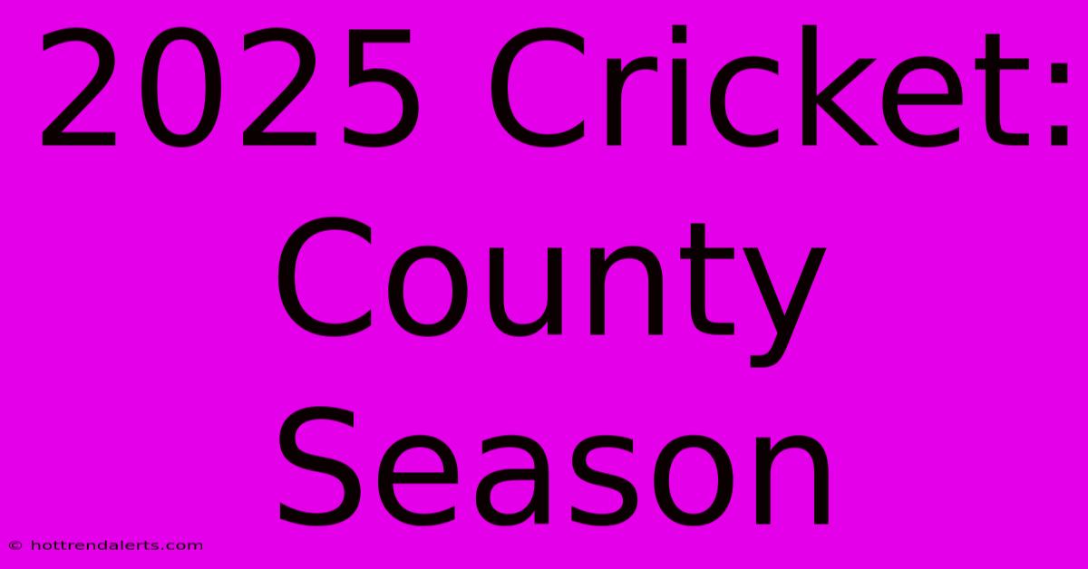 2025 Cricket: County Season