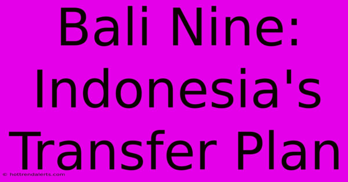 Bali Nine: Indonesia's Transfer Plan