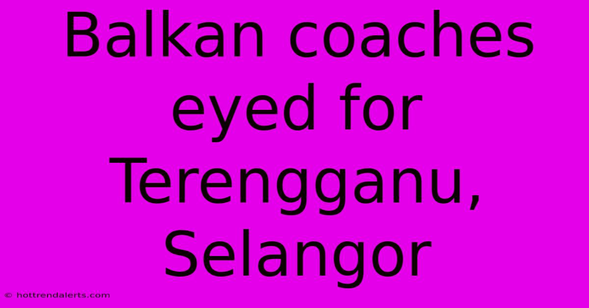 Balkan Coaches Eyed For Terengganu, Selangor