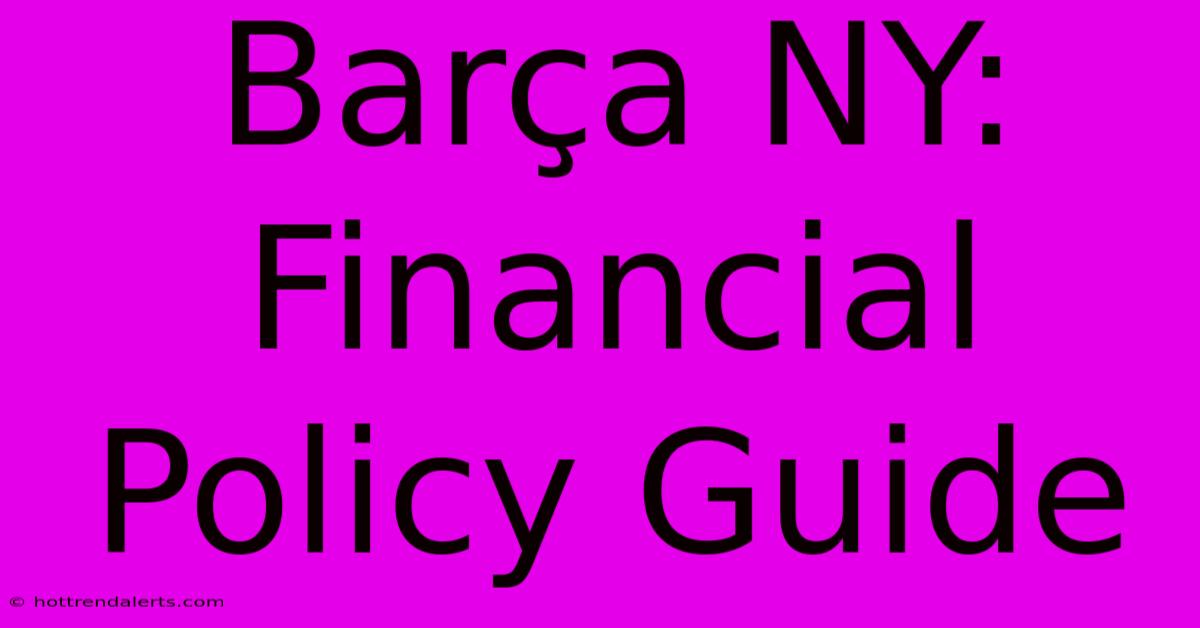 Barça NY: Financial Policy Guide