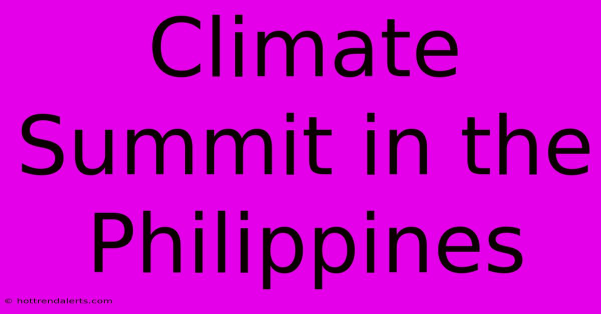 Climate Summit In The Philippines