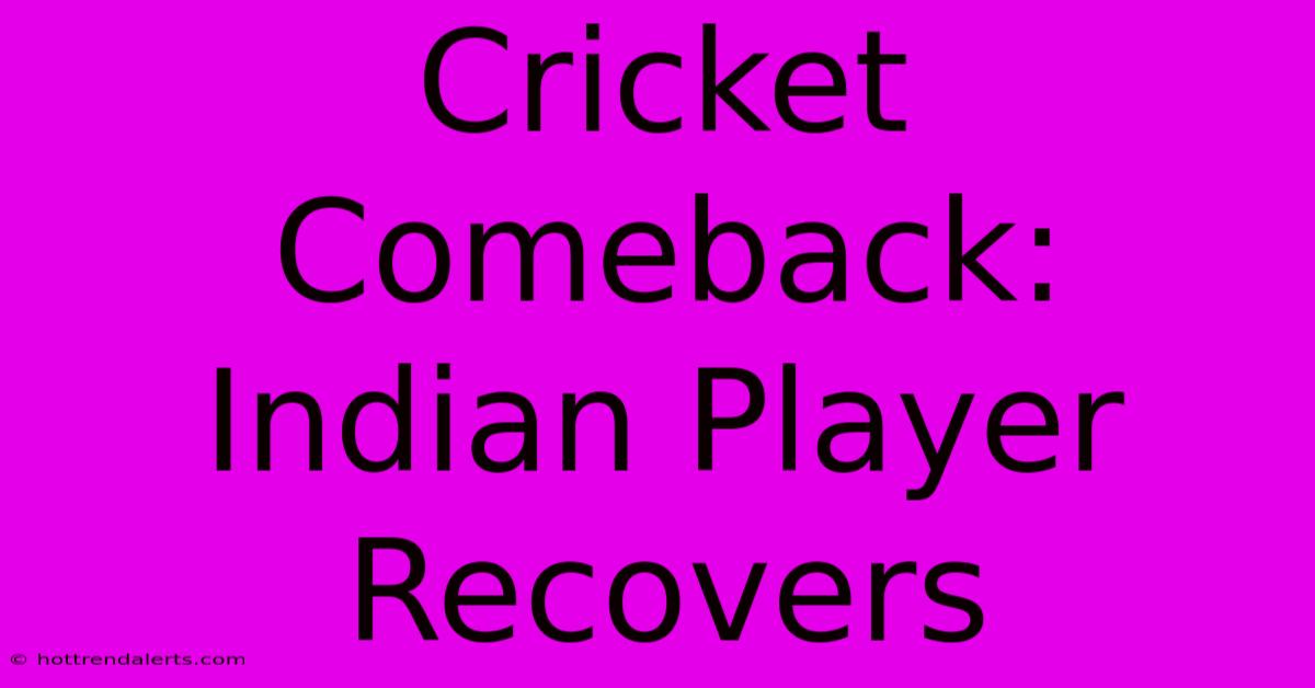 Cricket Comeback: Indian Player Recovers