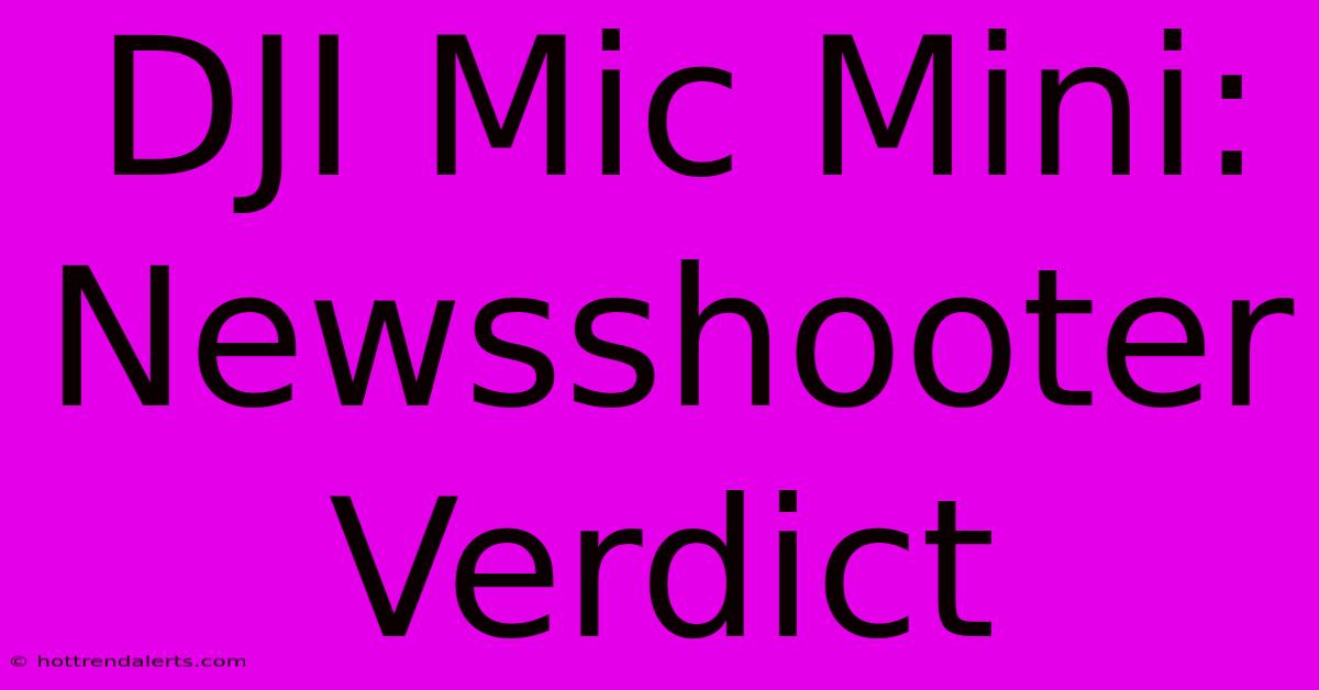 DJI Mic Mini: Newsshooter Verdict