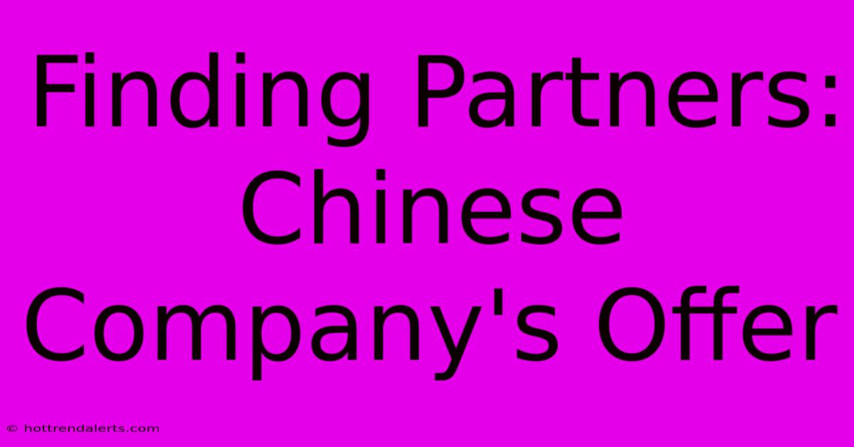 Finding Partners: Chinese Company's Offer