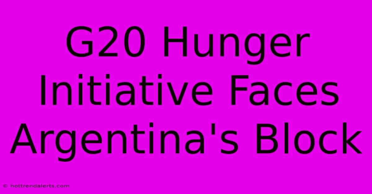 G20 Hunger Initiative Faces Argentina's Block