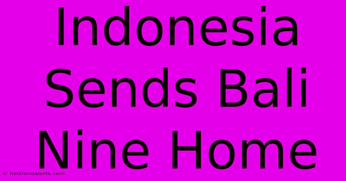 Indonesia Sends Bali Nine Home