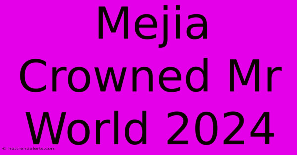 Mejia Crowned Mr World 2024