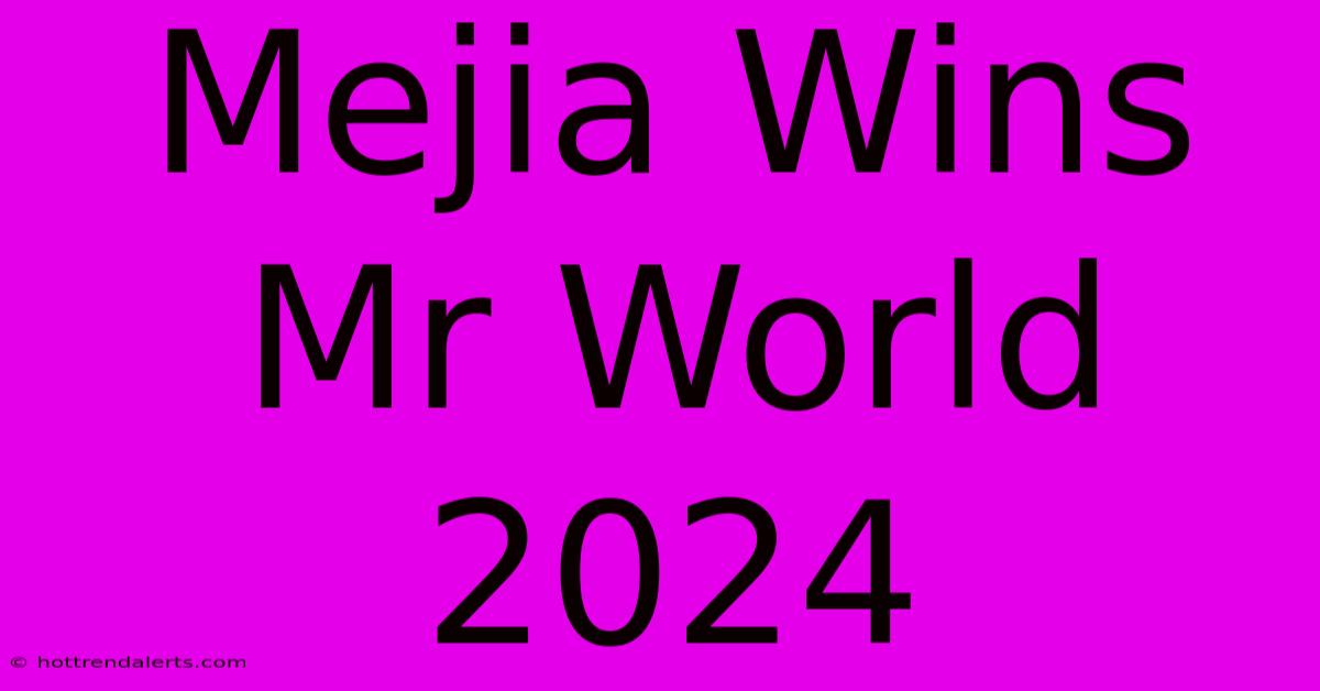 Mejia Wins Mr World 2024