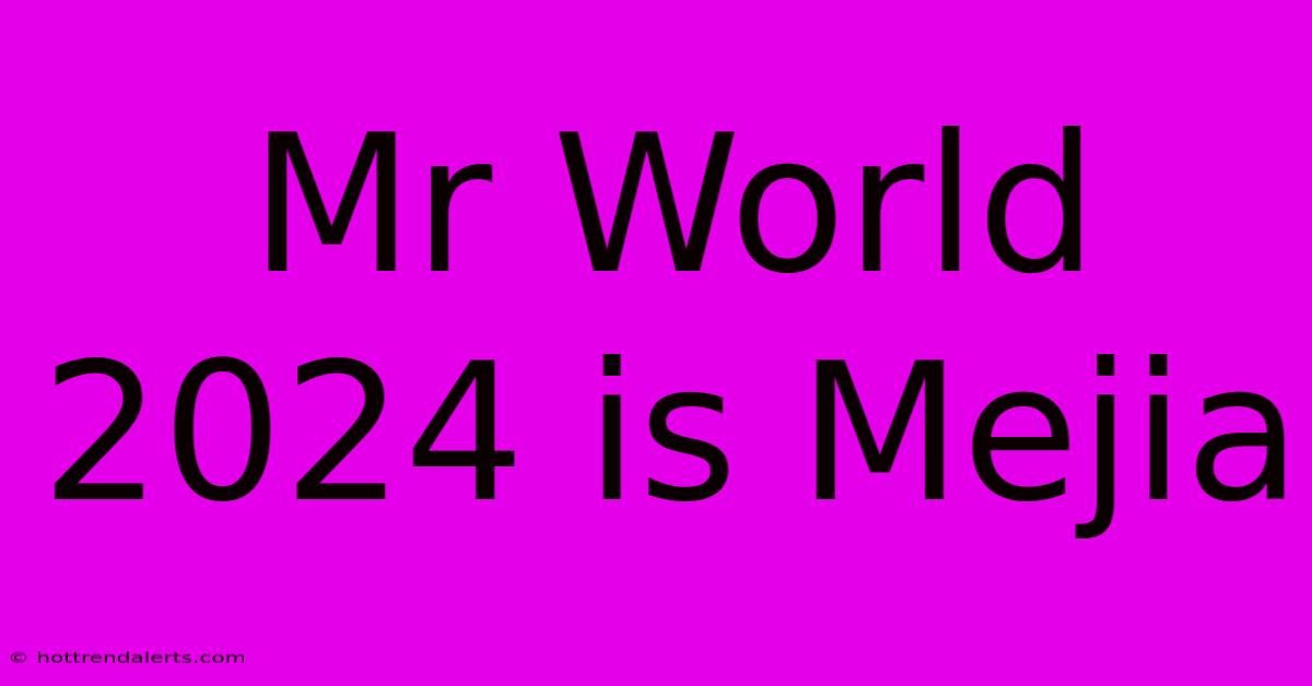 Mr World 2024 Is Mejia