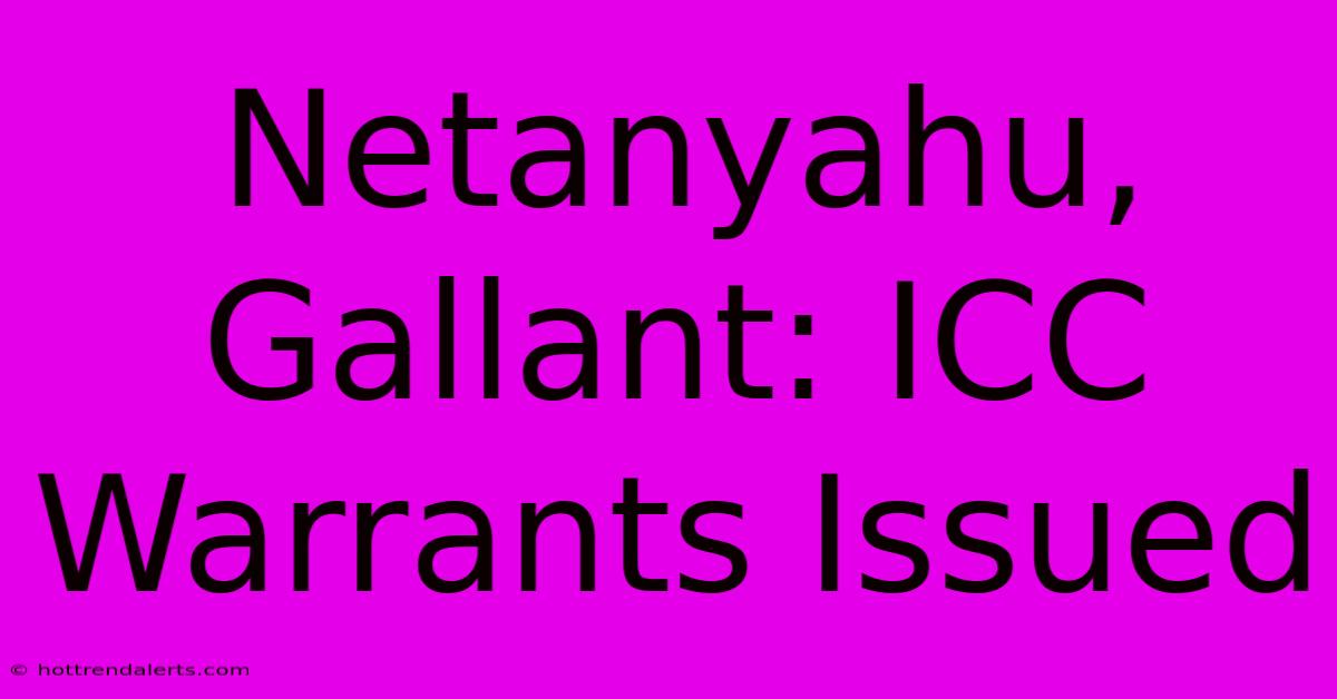 Netanyahu, Gallant: ICC Warrants Issued