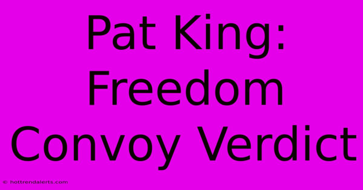 Pat King: Freedom Convoy Verdict