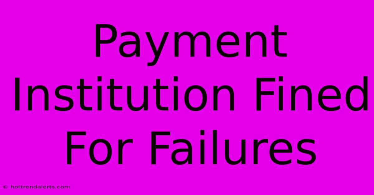 Payment Institution Fined For Failures