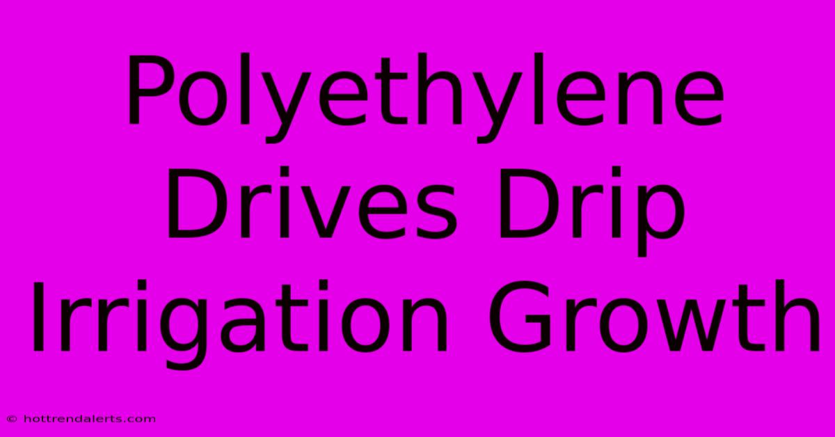 Polyethylene Drives Drip Irrigation Growth