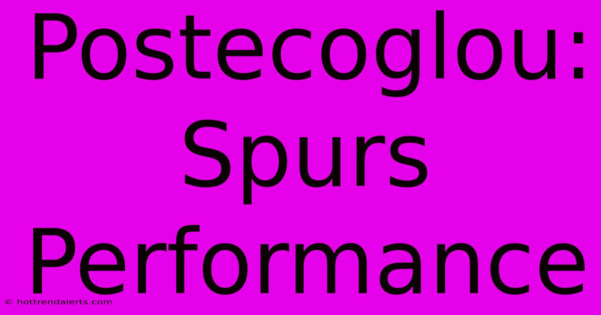 Postecoglou: Spurs Performance