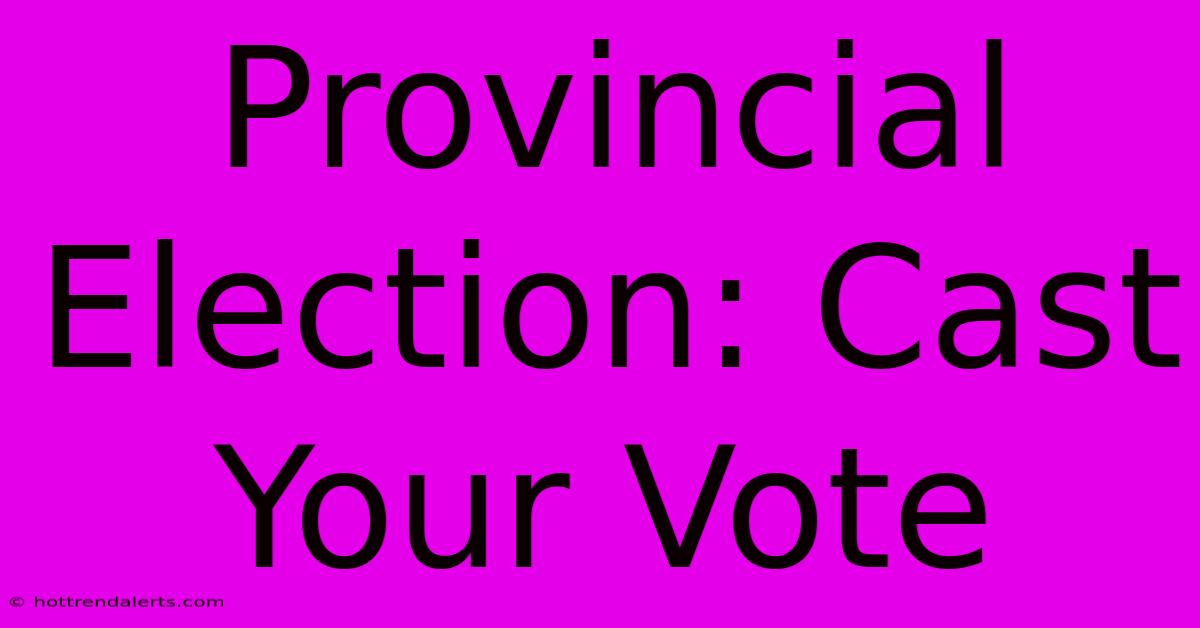 Provincial Election: Cast Your Vote