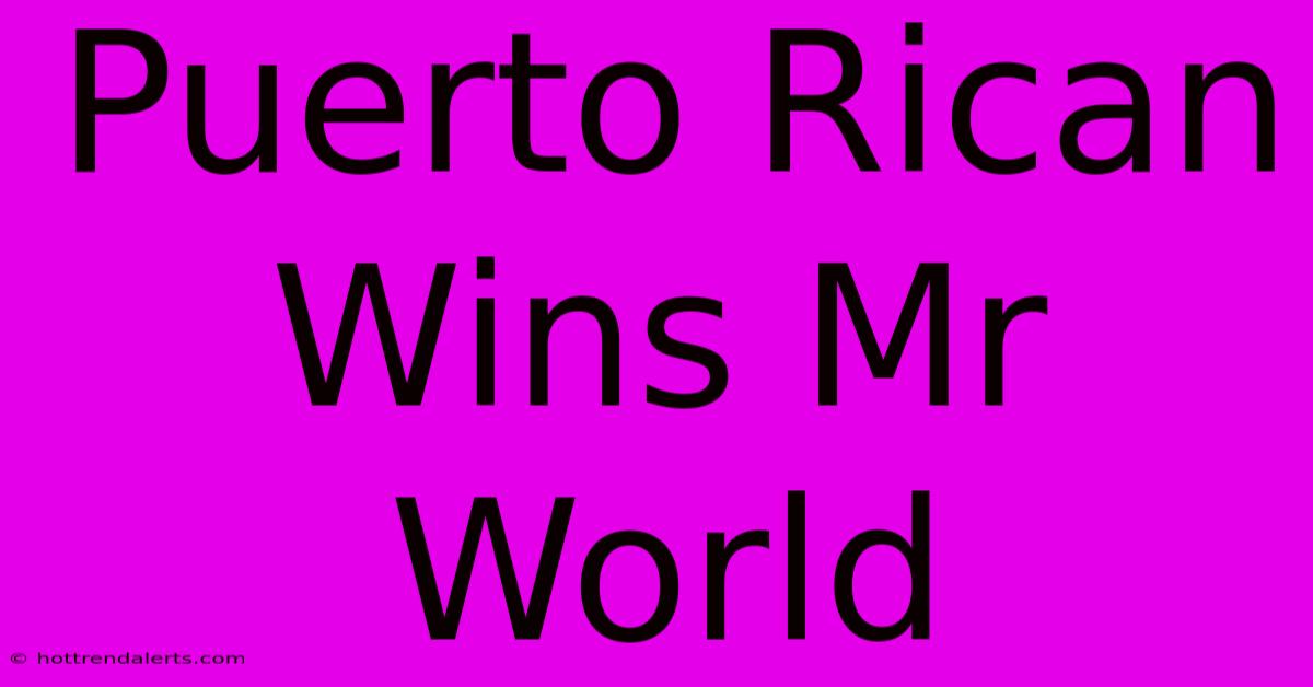 Puerto Rican Wins Mr World