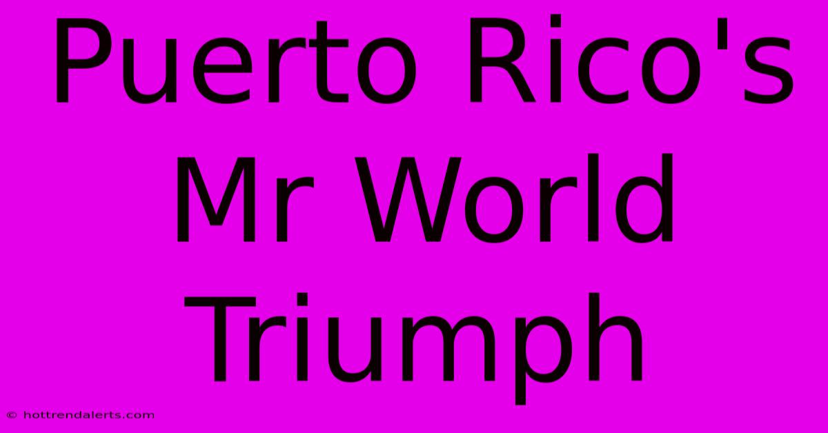 Puerto Rico's Mr World Triumph