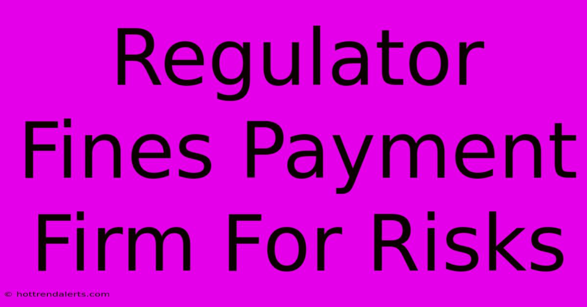 Regulator Fines Payment Firm For Risks