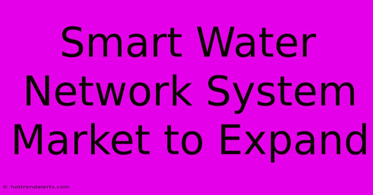 Smart Water Network System Market To Expand