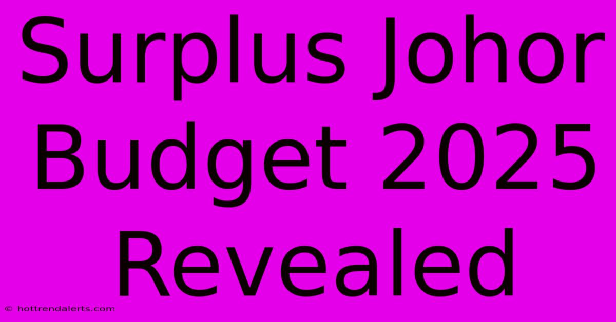 Surplus Johor Budget 2025 Revealed