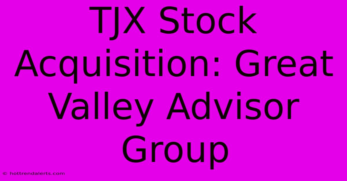 TJX Stock Acquisition: Great Valley Advisor Group