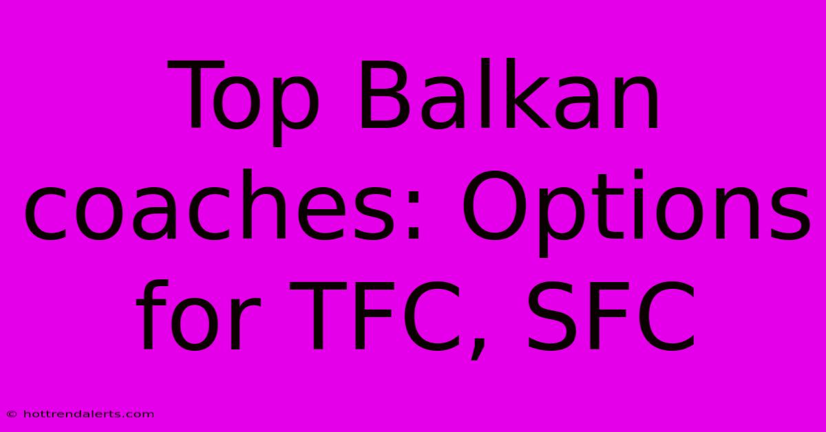 Top Balkan Coaches: Options For TFC, SFC