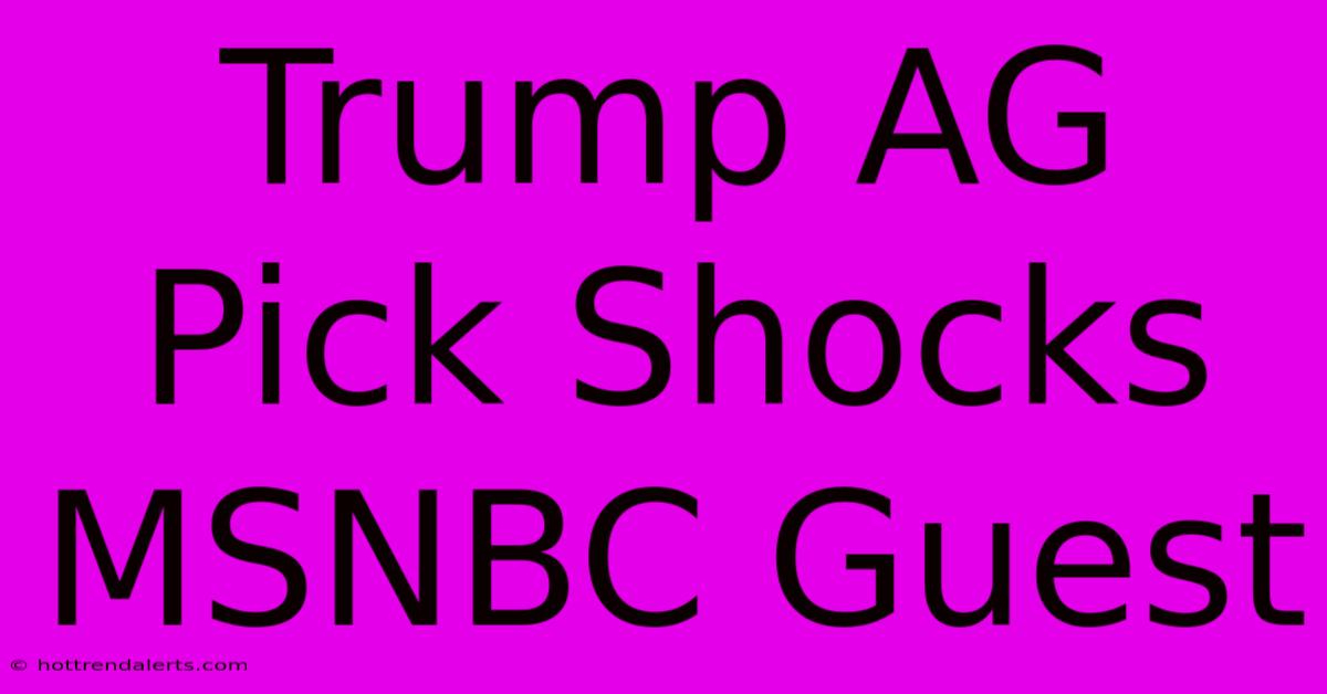 Trump AG Pick Shocks MSNBC Guest