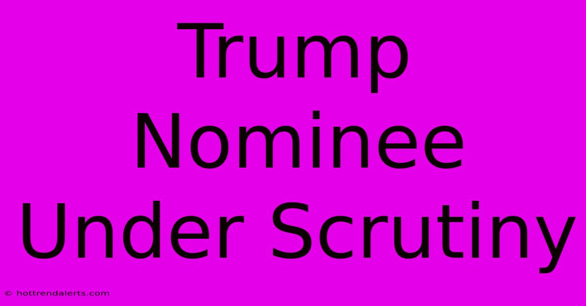 Trump Nominee Under Scrutiny