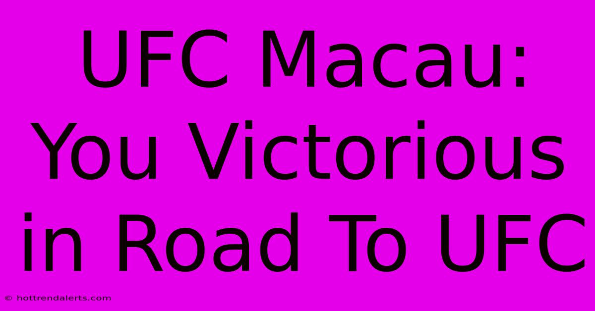 UFC Macau: You Victorious In Road To UFC