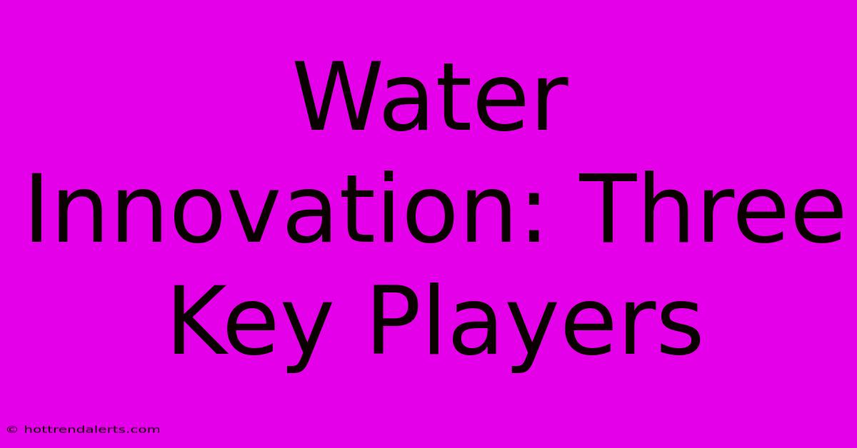 Water Innovation: Three Key Players